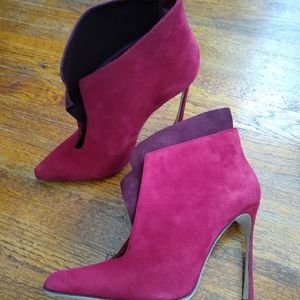 Sergio Rossi red suede booties